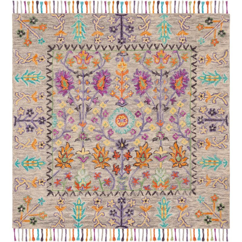 Blossom BLM453 Hand Tufted Indoor Area Rug - Grey/Multi - 6'x6' - Safavieh
