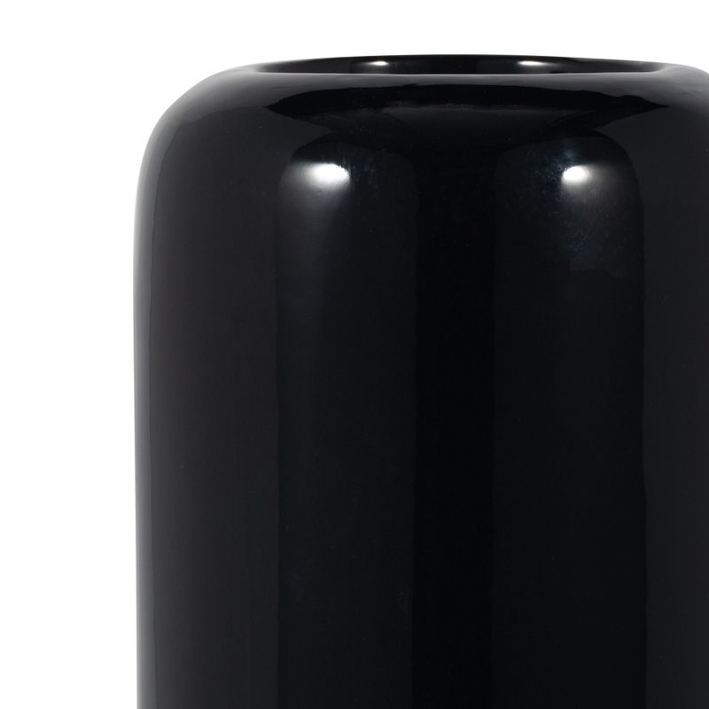 Sagebrook Home 18" Ceramic Vase - Contemporary Grooved Design Black Vase - Decorative Table Accent for Home or Office - Display Beautiful Floral