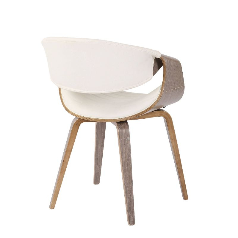 Symphony Mid-Century Modern Dining Accent Chair: Faux Leather, Wood Legs, Tufted - LumiSource