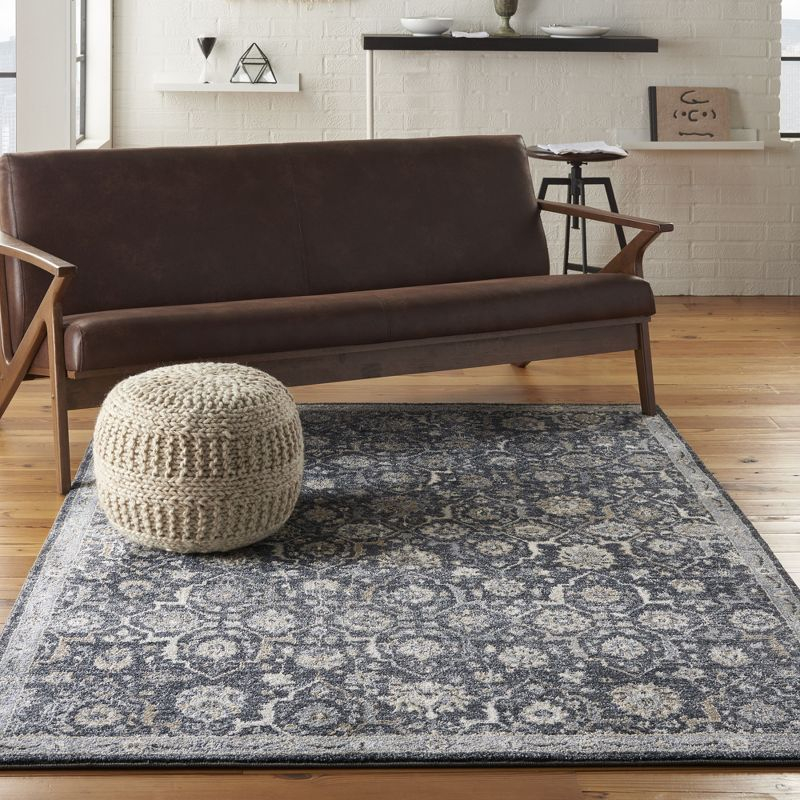 Nourison Home Moroccan Celebration KI385 Navy/Beige/Gray Indoor Area Rug - 5'3 X 7'3