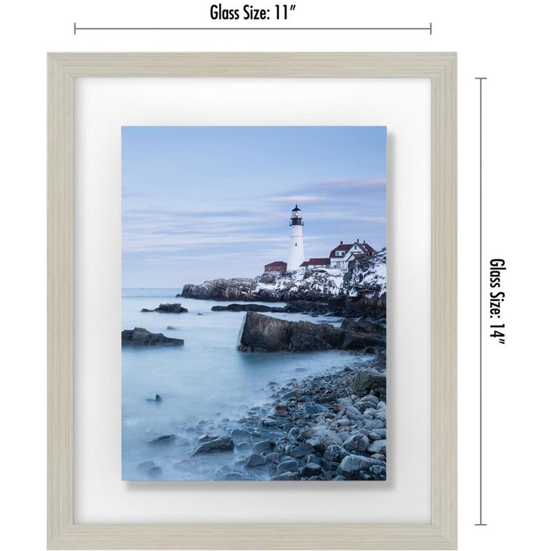 Americanflat 11x14 Floating Frame in Light WOOD with Polished Glass and Hanging Hardware Included - Also Use 8x10 or 5x7 Photos for Floating Effect
