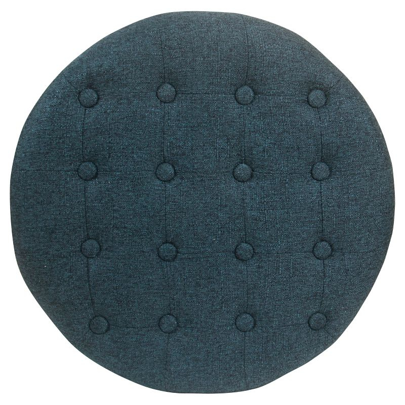 Boho Tufted Storage Ottoman Purple - HomePop: Round, Footstool, Wood Legs, 250lb Capacity