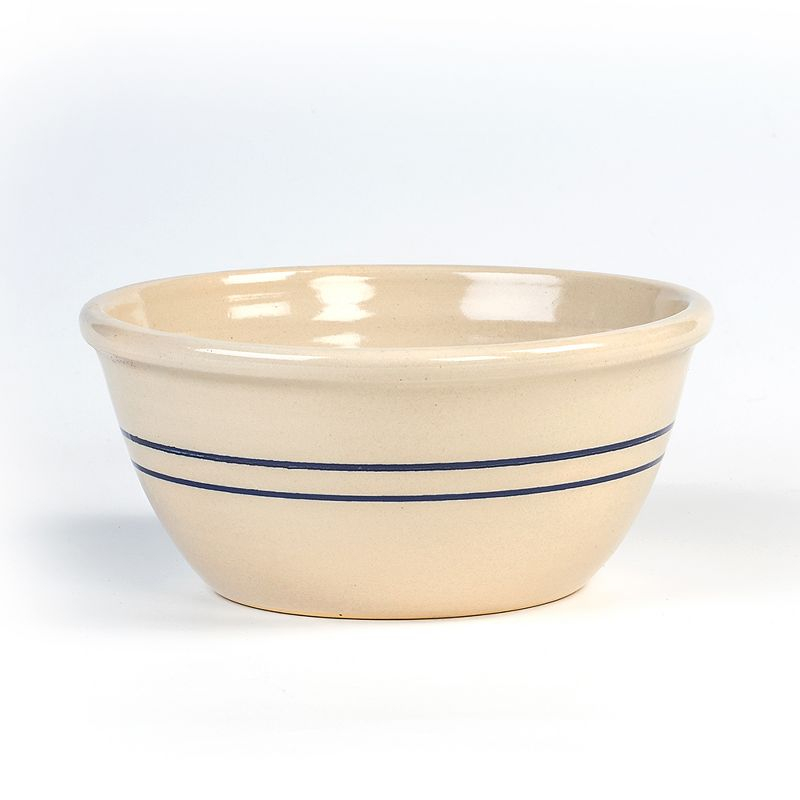 Martinez Pottery Hand-Turned Heritage Blue Stripe Stoneware Mixing Bowl 10"