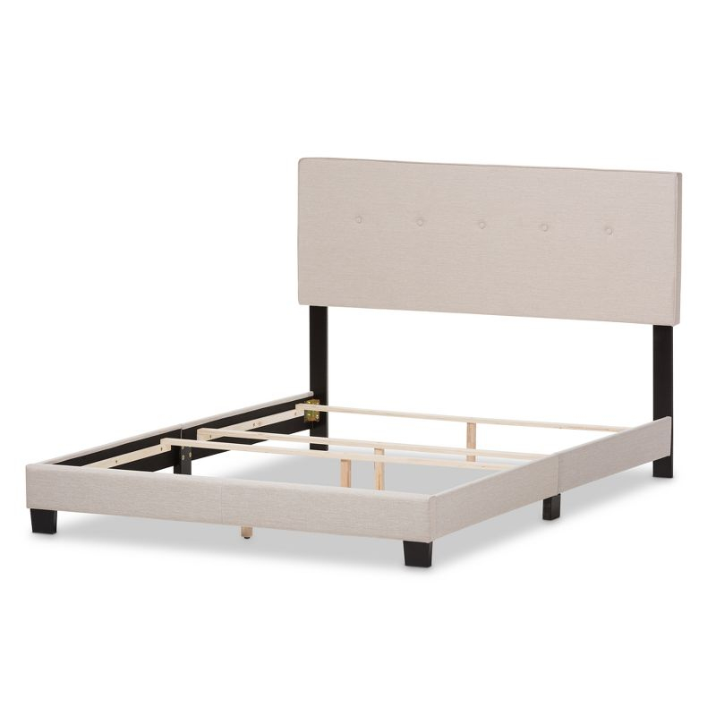 Full Hampton Modern and Contemporary Fabric Upholstered Bed Light Beige - Baxton Studio: Polyester, Rubberwood Frame, MDF