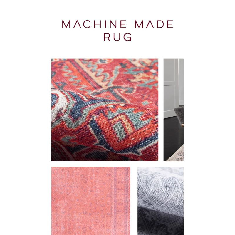 5'6"x8'6" Chandler Medallion Area Rug Red - Momeni: Bohemian Shibori Pattern, Medium Pile, Indoor Use, 6x8 Rug