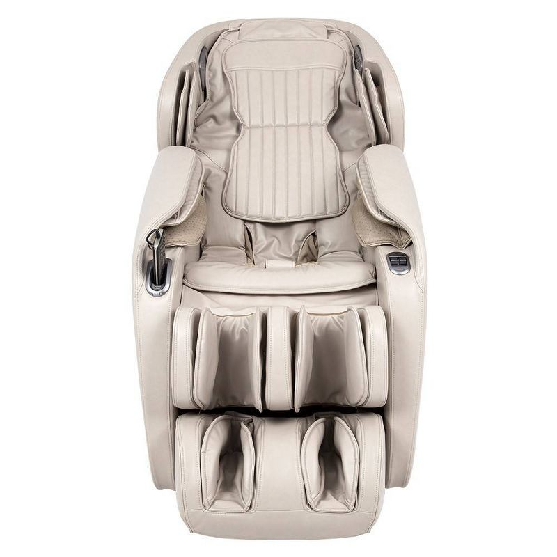 Titan Cosmo Massage Chair Taupe: Ergonomic SL-Track, Voice Activation, 12 Programs, Pneumatic Functions