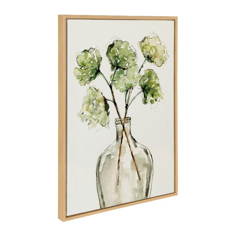 23" x 33" Sylvie Greenery Vase Framed Canvas by Sara Berrenson Natural - Kate & Laurel All Things Decor