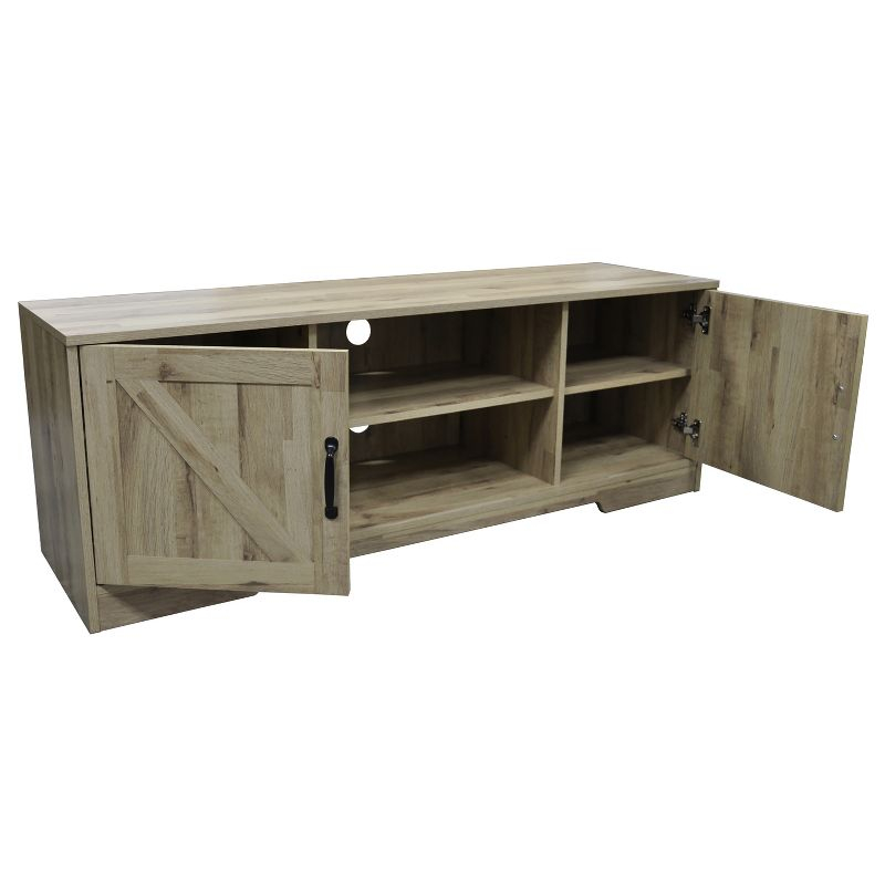 AndMakers 59 in. Farmhouse Oak TV Stand For TVs Up To 59" with 2 Storage Cabinets, Wood Barn Door Media Television Console Table With Storage