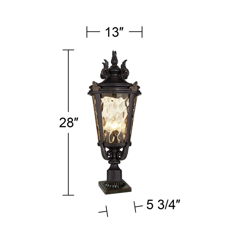 John Timberland Casa Marseille Vintage Outdoor Post Light Veranda Bronze with Pier Adaptor 28" Champagne Glass for Exterior Barn Deck House Porch Yard