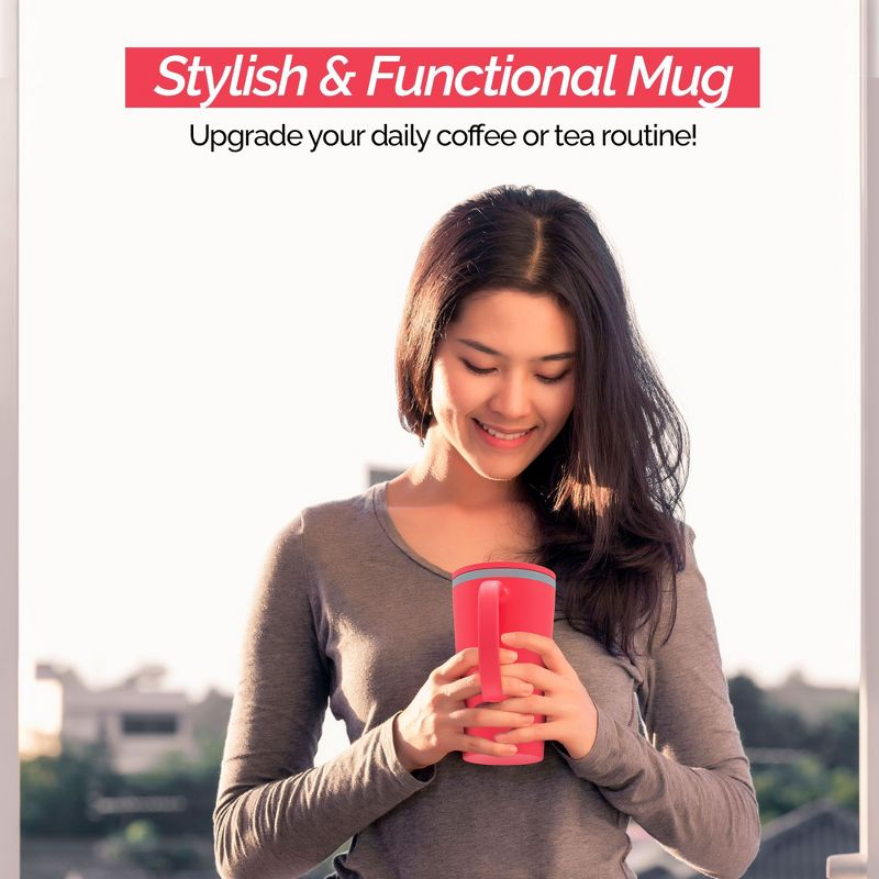 Copco Cone 16oz Insulated Travel Mug with Handle, Double Wall, Slide-Closure Lid, BPA-Free, Portable Coffee Cup (Coral Red)