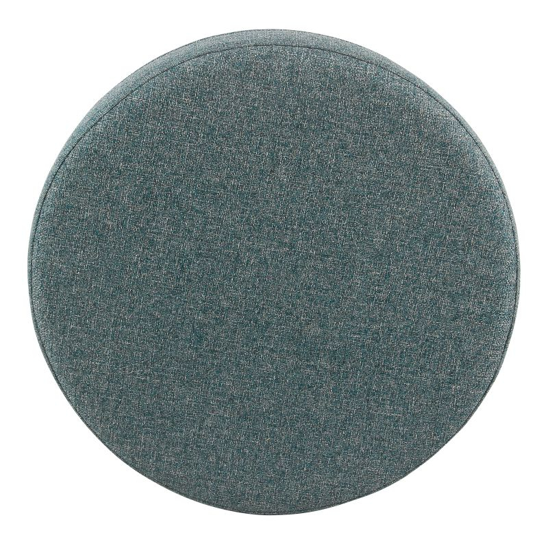 HomePop Round Storage Ottoman Teal Tweed