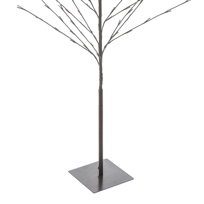 LuxenHome Lighted LED 5.9Ft Brown Birch Twig Tree Decoration, Artificial Birch Tree with Metal Base