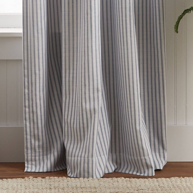 Martha Stewart 84"x50" 2pk Ticking Striped 84" Back Tab Black Lined Blackout Curtain Panel