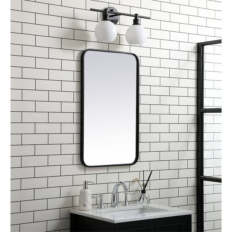 Elegant Lighting Soft corner metal rectangular mirror 18x30 inch in Black