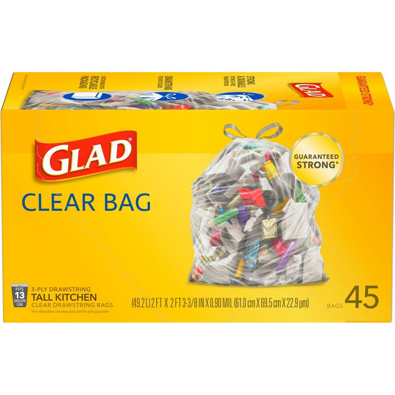 Glad Tall Kitchen Drawstring Recycling Bags + Clear Trash Bags - 13gal/45ct