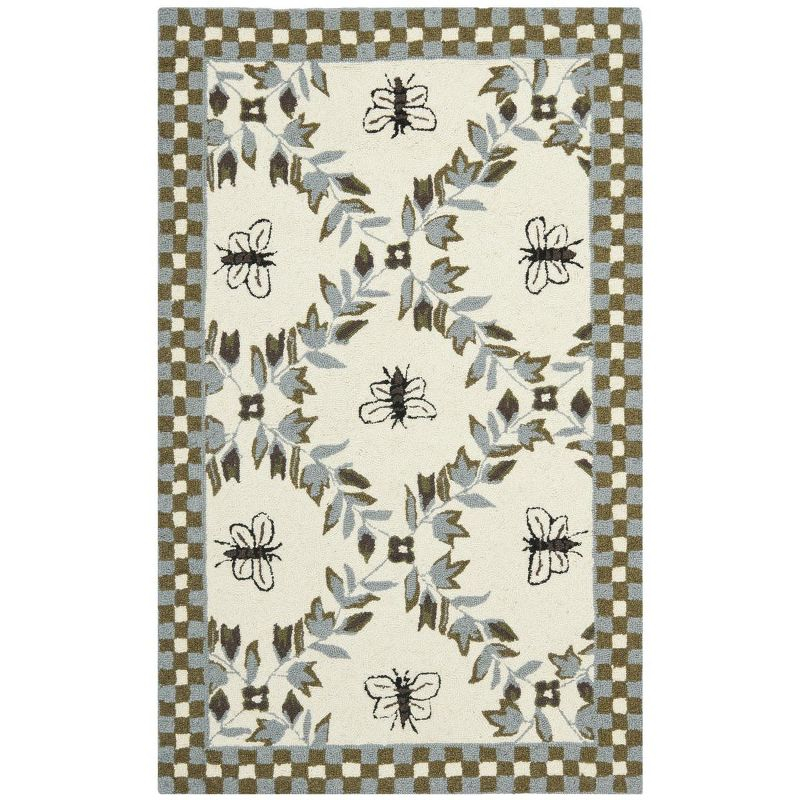 Chelsea HK55 Hand Hooked Accent Rug - Ivory/Light Blue - 2'6"x4' - Safavieh.