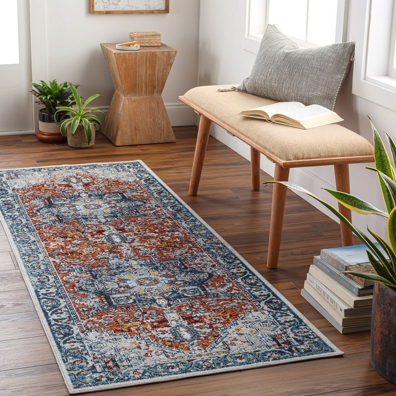 Mark & Day West Baden 5'3"x7' Rectangle Washable Woven Indoor Area Rugs Burnt Orange: Traditional Medallion, Stain-Resistant, Polyester