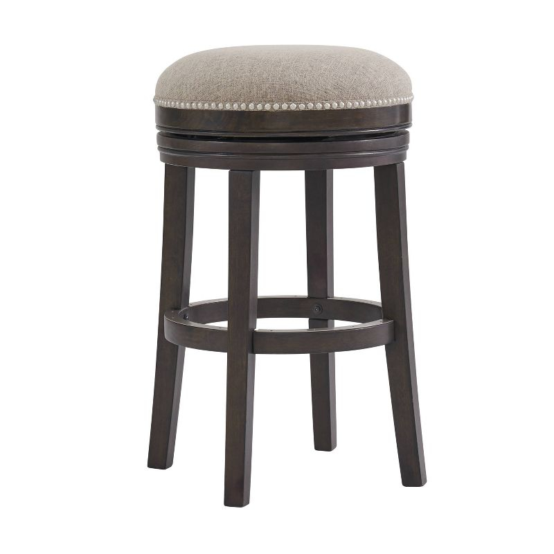 Set of 2 Clara Swivel Bar Height Stools Dark Brown - Alaterre Furniture: Upholstered, Rubberwood Frame, Fixed Height