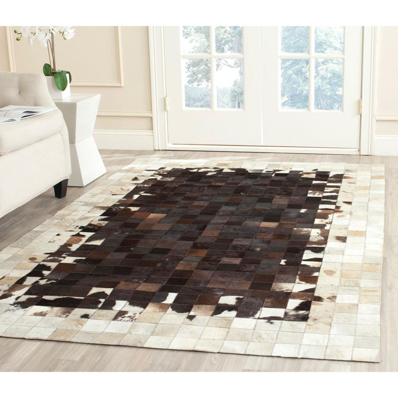 Studio Leather STL215 Hand Woven Area Rug - Ivory/Dark Brown - 4'x6' - Safavieh.