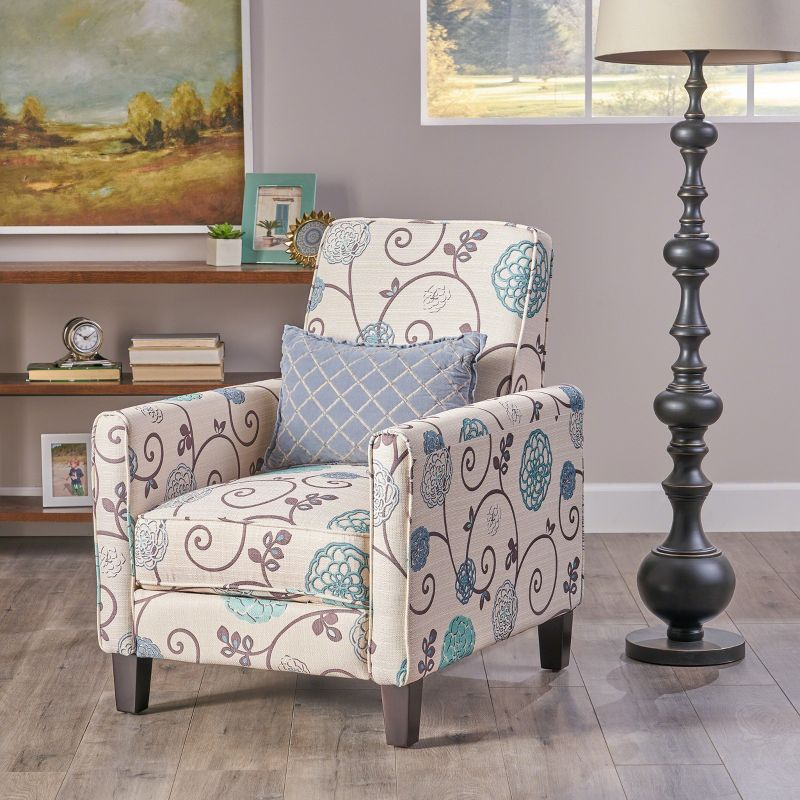 Darvis Fabric Recliner White - Christopher Knight Home: Petite Design, Tapered Legs, Piped Edges