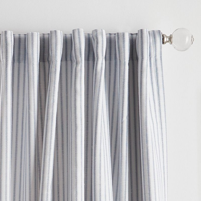Martha Stewart 84"x50" 2pk Ticking Striped 84" Back Tab Black Lined Blackout Curtain Panel