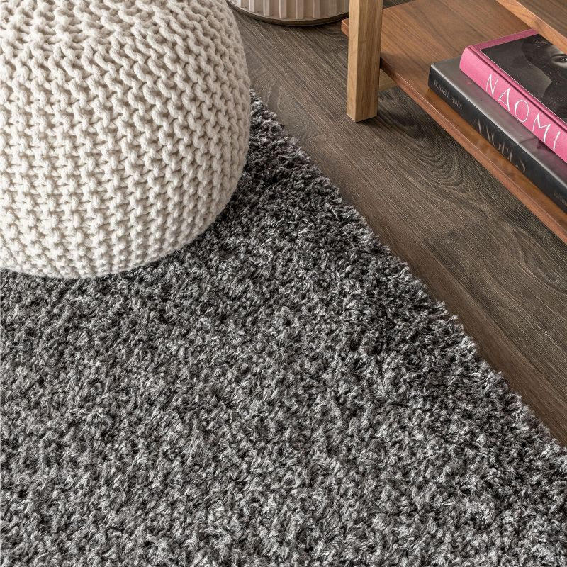 2'x8' Mercer Shag Plush Area Rug, Charcoal - JONATHAN Y