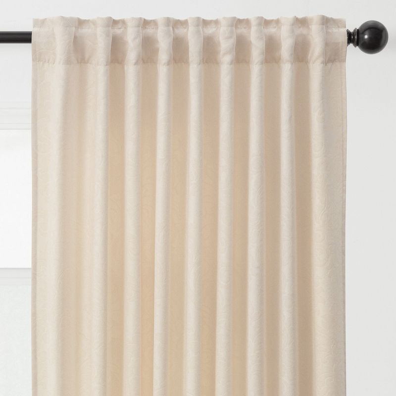 Chanasya 2pk Embossed Damask Room Darkening Window Curtain Panels - Set of 2 - 52 x 63 Inches Long - Ivory
