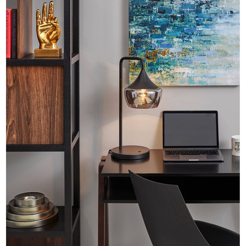 Eliza Table Lamp Black - Adesso: Smoked Mercury Glass, Metal Base, Rocker Switch, ETL Listed