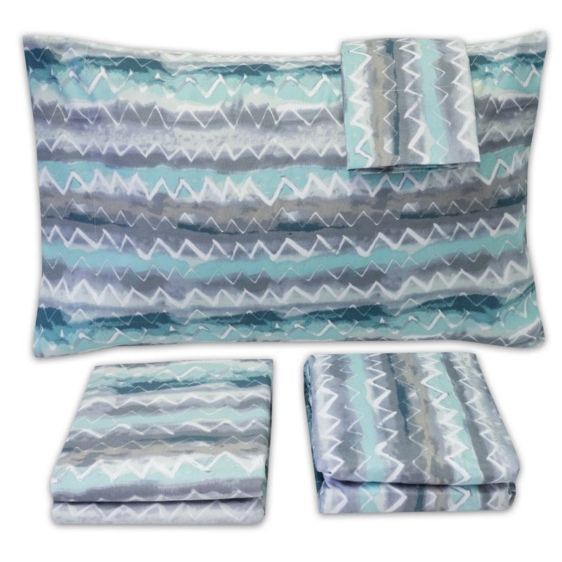 Summerset 4 Piece Printed Sheet Set, Double Brushed Microfiber by Sweet Home Collection®, Queen