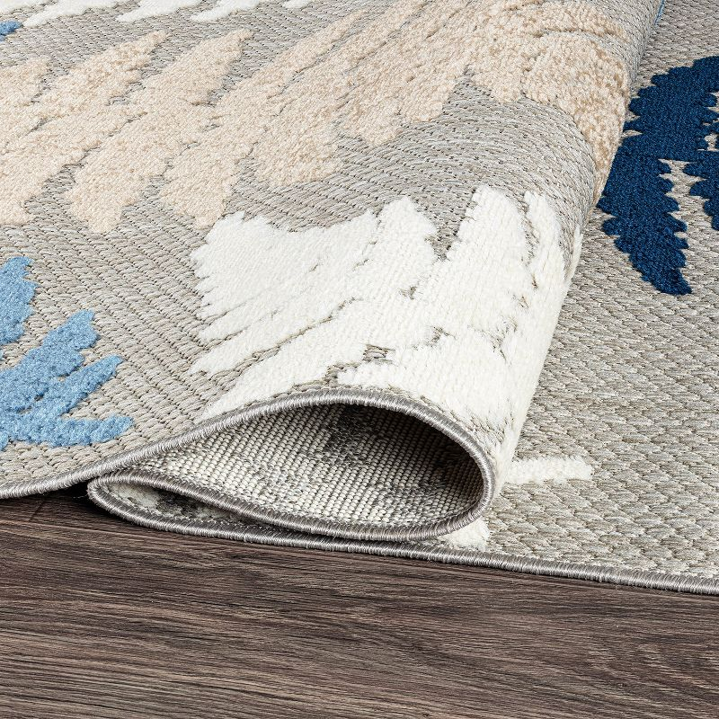 World Rug Gallery Seville Floral Leaves Indoor/Outdoor Area Rug - Blue 7'10" x 10'