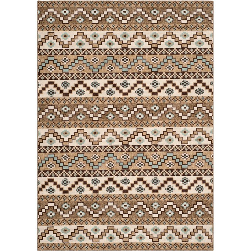 Veranda VER095 Power Loomed Indoor/Outdoor Area Rug - Creme/Brown - 4'x5'7" - Safavieh.