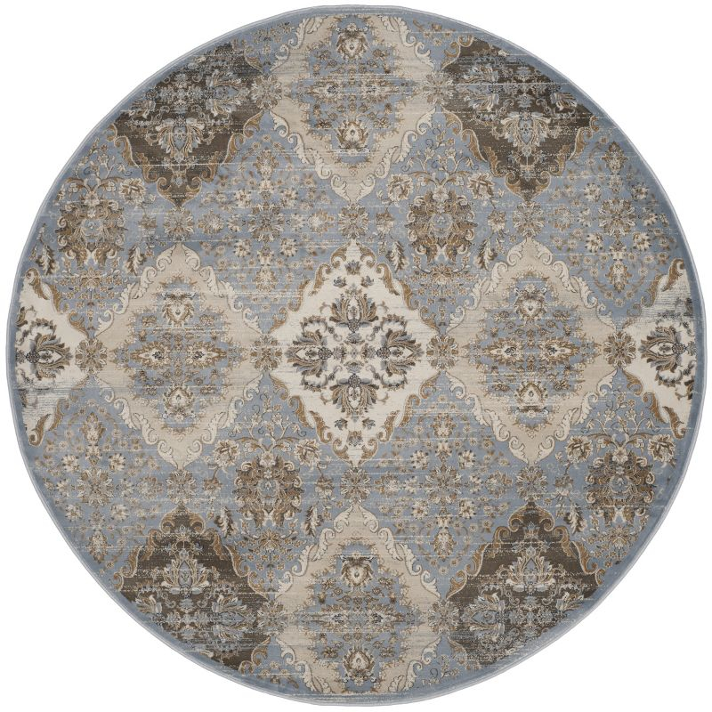 Vintage VTG572 Power Loomed Indoor Area Rug - Light Blue/Ivory - 6'7" Round - Safavieh