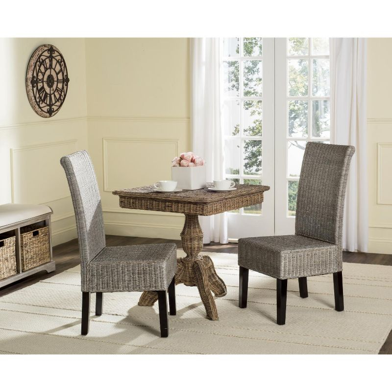 Arjun 18" H Wicker Dining Chair (Set of 2) - SEA8013 - Antique/Grey - Safavieh