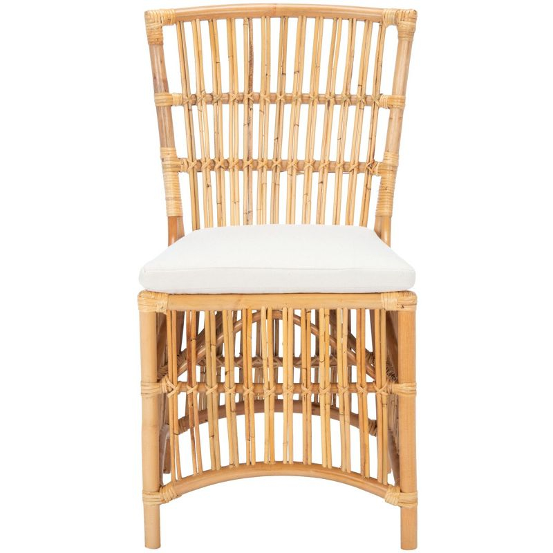 Erika Rattan Accent Chair W/ Cushion - ACH6511 - Set of 2 - White/Natural - Safavieh