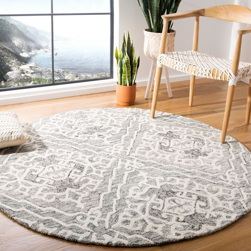 Micro-Loop MLP905 Hand Tufted Area Rug - Grey/Ivory - 5' round - Safavieh.