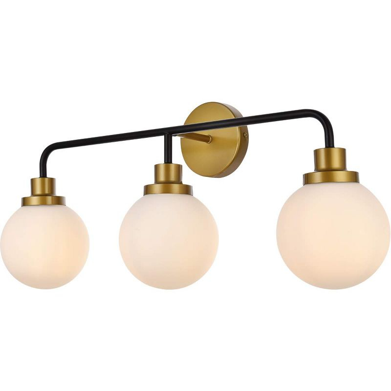 Elegant Lighting Hanson 3 lights bath sconce in black with brass with frosted shade