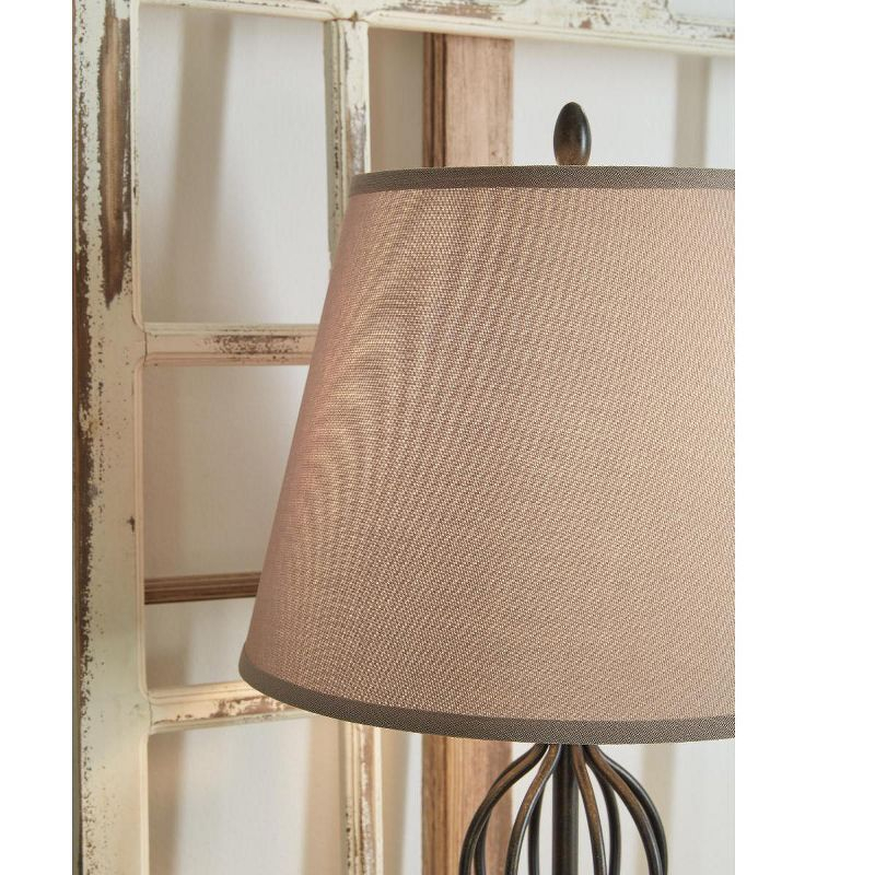 Signature Design by Ashley Ornawell Spiral USB-C Table Lamps with Fabric Shade, Bronze (Set of 2)