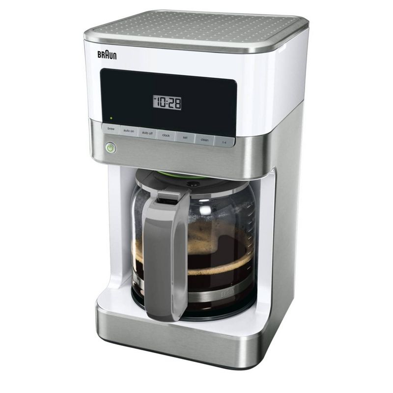 Braun BrewSense 12-cup Drip Coffee Maker - KF6050WH - Stainless Steel/White: Automatic Shut-Off, Glass Carafe, 1000W