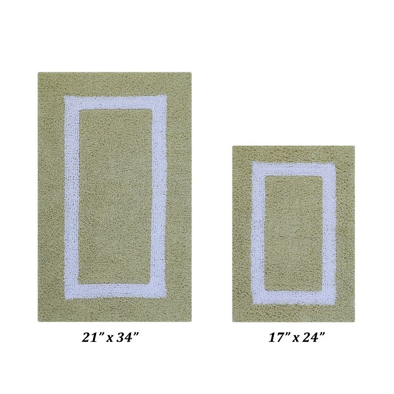 Better Trends Hotel Multi 100% Cotton Tufted Two Tone Reversible Bath Rug Set 2 PC (17" x 24" | 21" x 34") - Sage/White