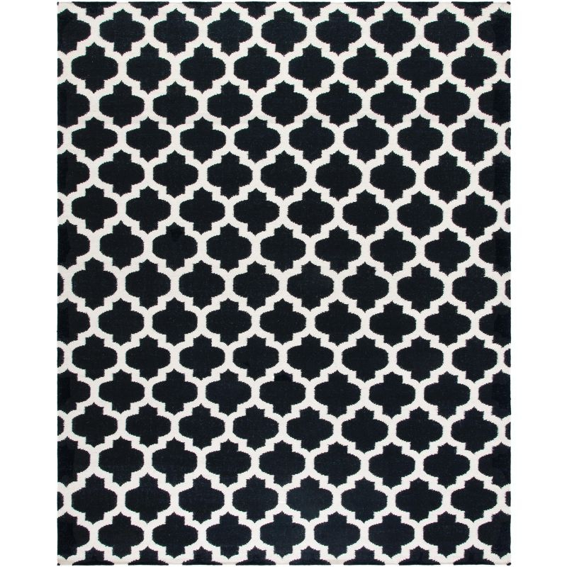 Dhurries DHU623 Hand Woven Area Rug - Black/Ivory - 8'x10' - Safavieh.