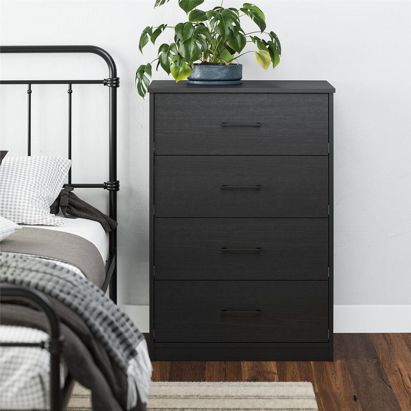 Ameriwood Home BrEZ Build Collection Pearce 4 Drawer Dresser, Black Oak