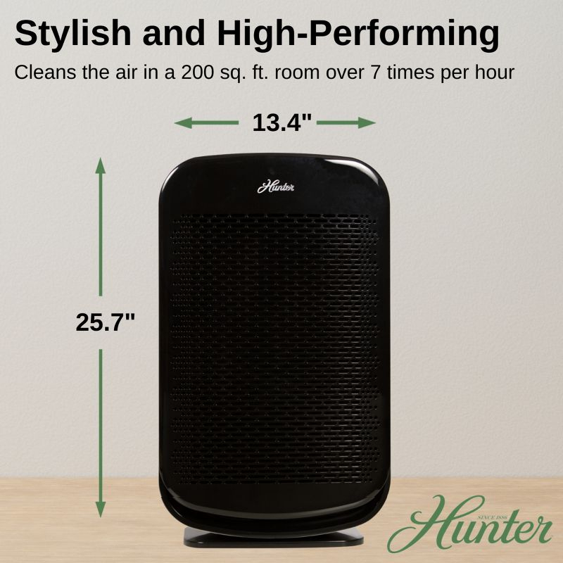 Hunter HP700 Medium Console Air Purifier for Large Rooms Features Pre-Filter, True HEPA Filter, Multiple Fan Speeds, Soft Touch Digital Control Panel