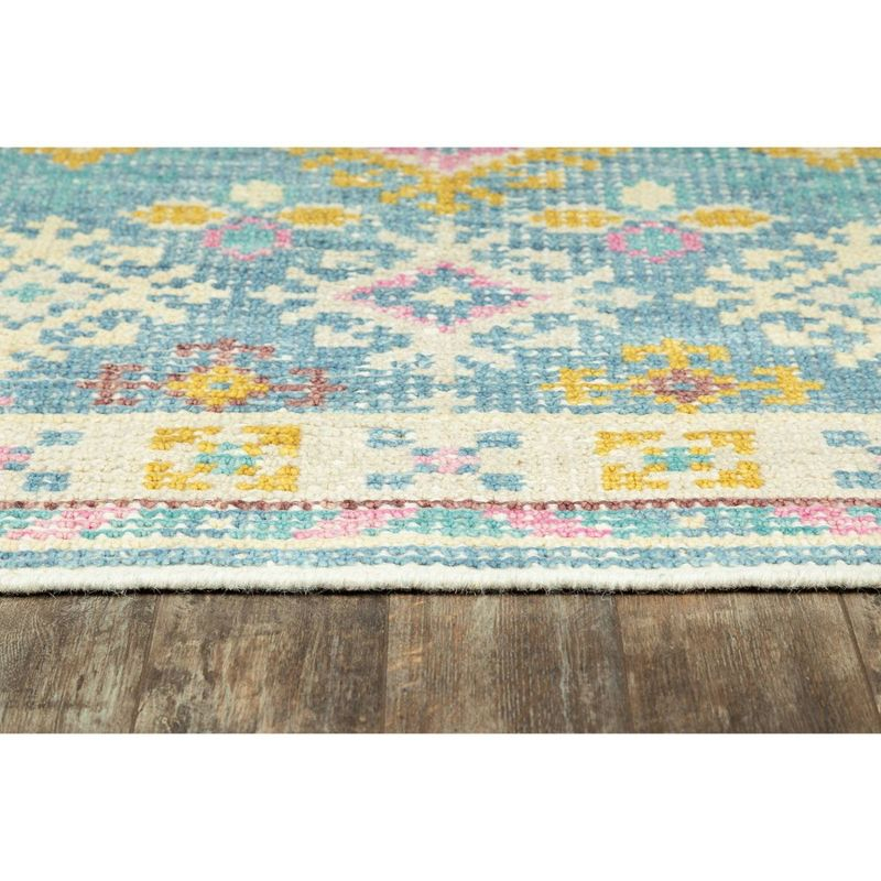 2'x3' Ophelia Accent Rug Ivory/Aqua Green - Momeni: Handmade Wool & Cotton, Bohemian Geometric, Medium Pile Rug