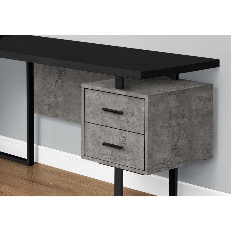 Monarch Specialties Computer Desk Home Office Corner Left Right Set-Up Storage Drawers  L Shape  Metal Laminate Grey Black Contemporary Modern