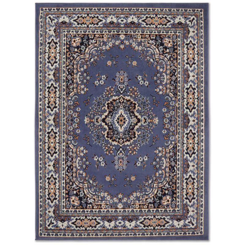 Home Dynamix Premium Sakarya Traditional Medallion Area Rug, Country Blue/Brown, 7'8"x10'7"