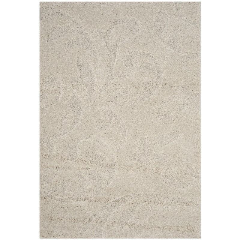 Florida Shag SG468 Power Loomed Indoor Area Rug - Creme/Creme - 5'3"x7'6" - Safavieh