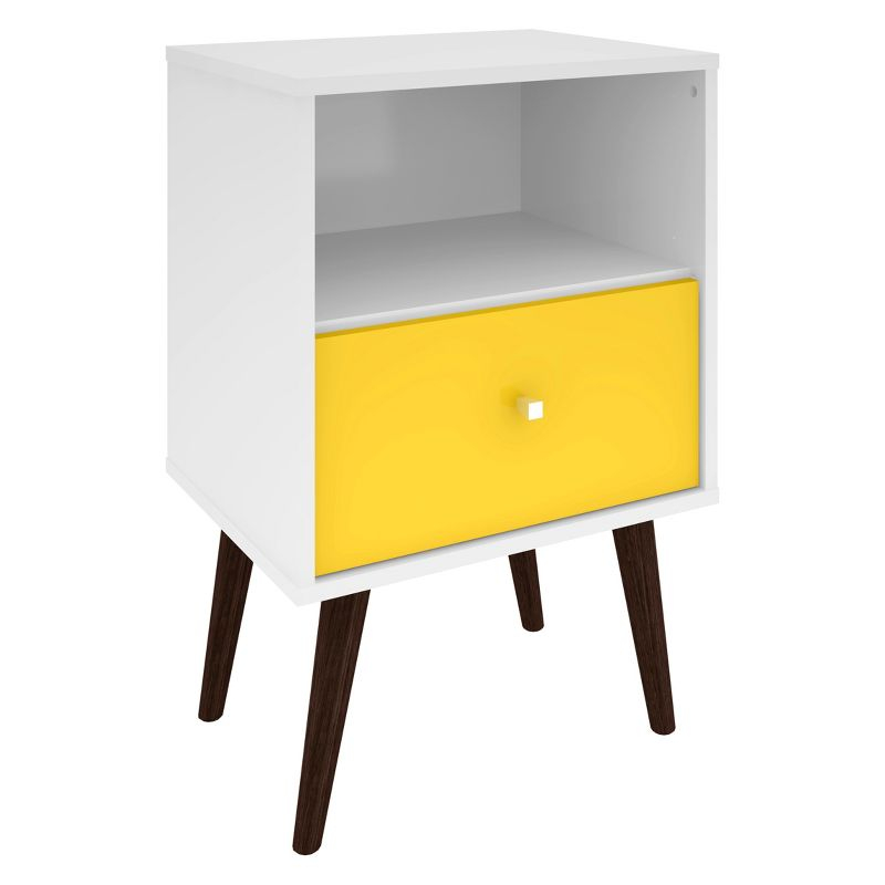 Liberty 1.0 Mid Century Modern Nightstand White/Yellow - Manhattan Comfort