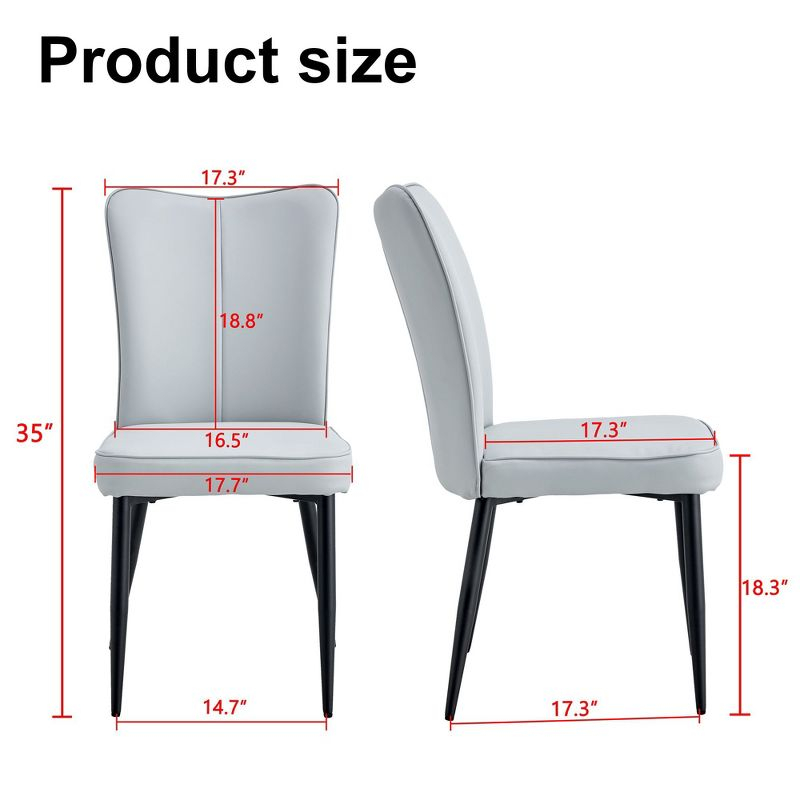 NicBex Dining Chairs Set of 2,Modern Dining Room Chairs with PU Leather Curved Backrest and Metal Legs,Gray