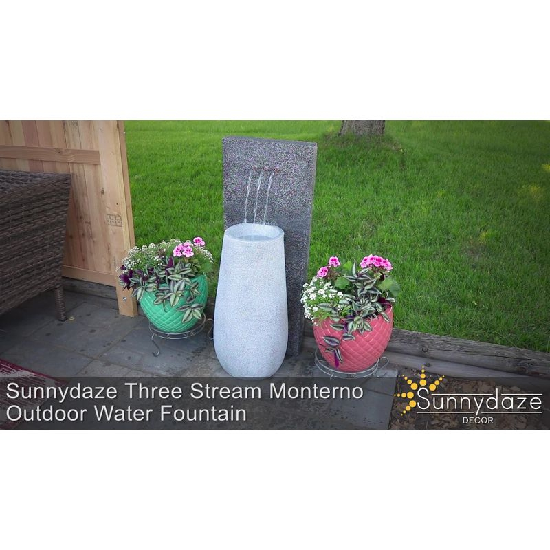 Sunnydaze 35"H Electric Polyresin Three Stream Monterno Outdoor Water Fountain with LED Light
