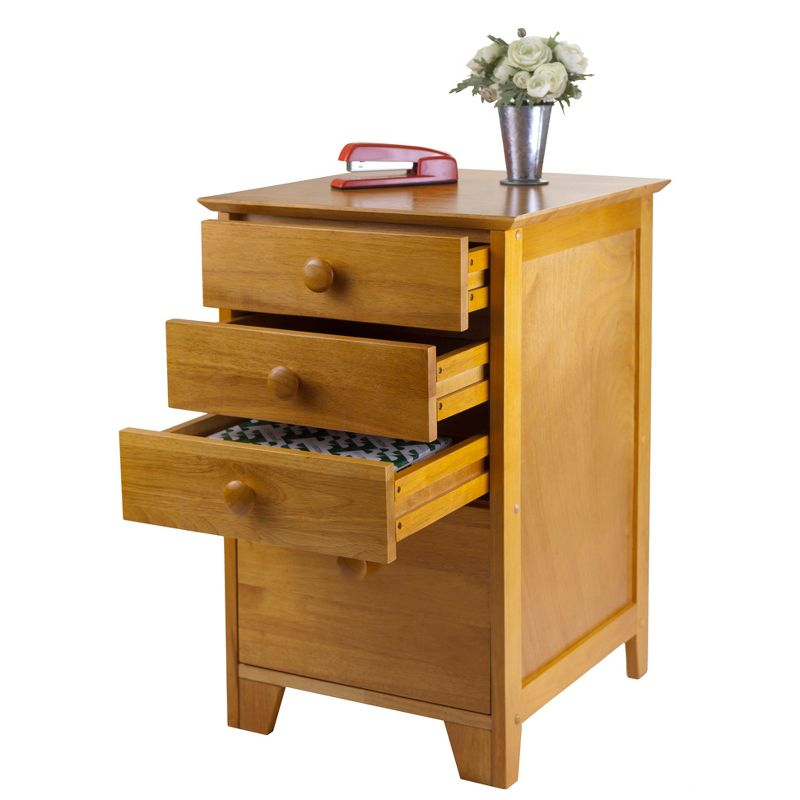 4 Drawers Studio File Cabinet Honey Brown - Winsome: Vertical Storage, Home Office, L-Shaped Desk Compatible